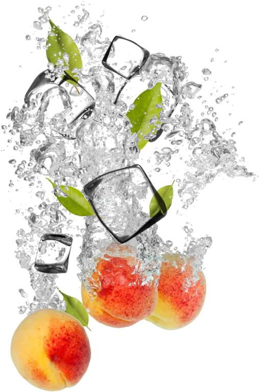 Fresh Peaches Splash Ice Cubes PNG