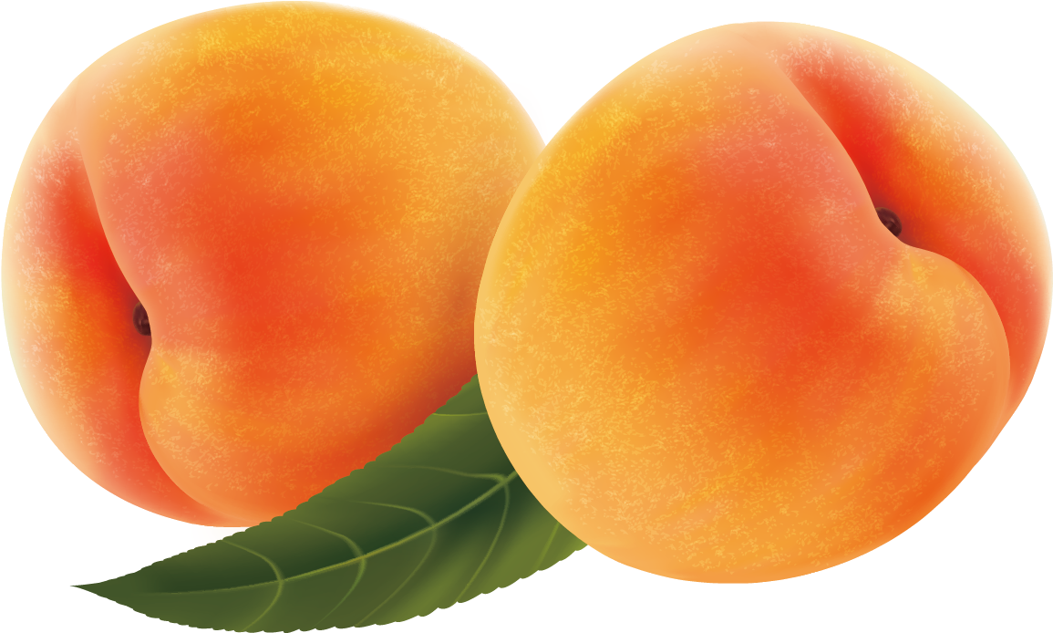 Fresh Peacheswith Leaf PNG