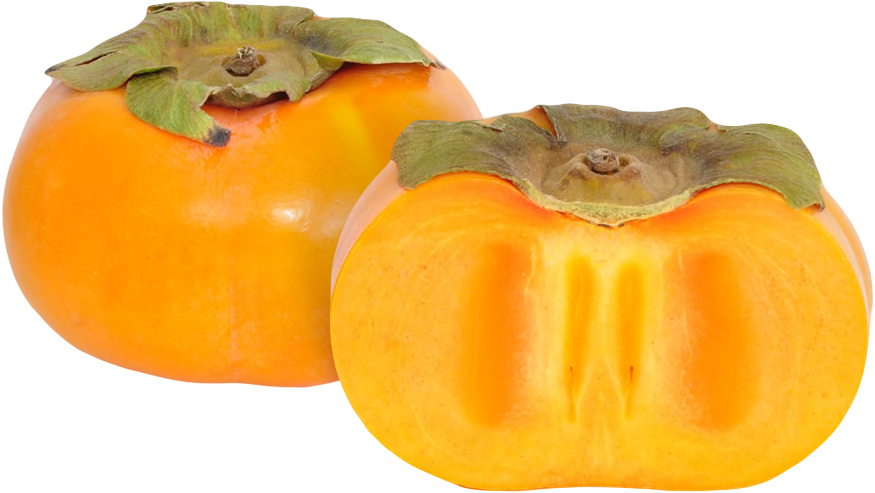 Fresh Persimmon Fruit Halfand Whole PNG