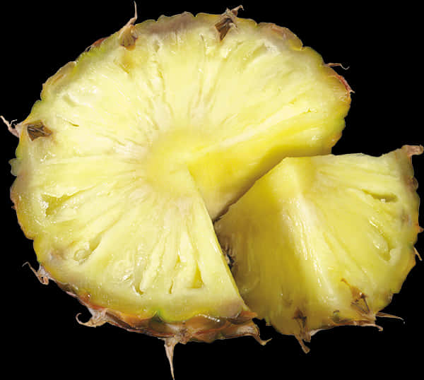 Fresh Pineapple Slice Black Background PNG
