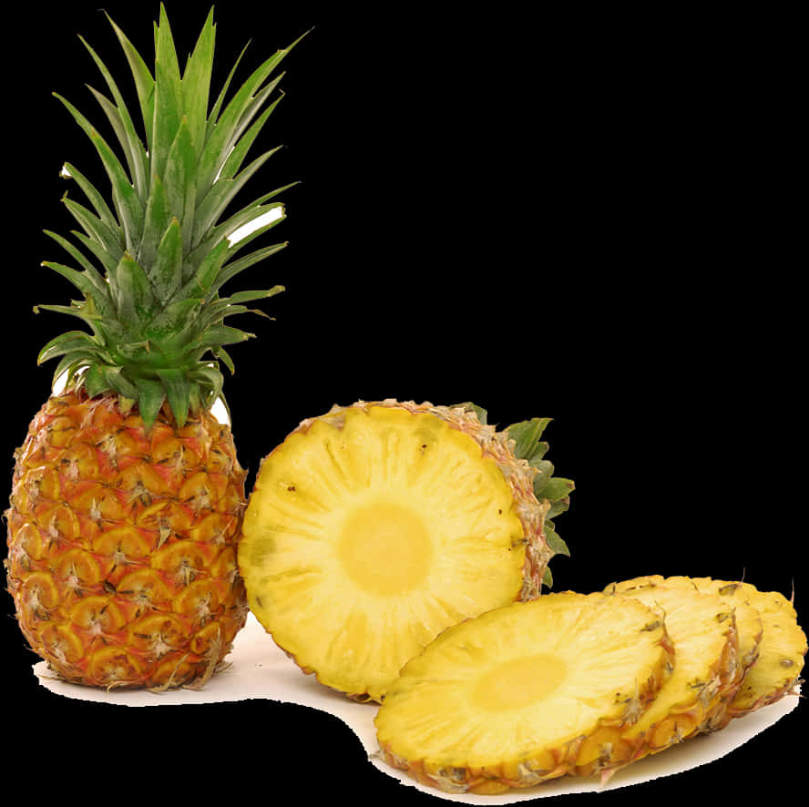 Fresh Pineappleand Slices PNG