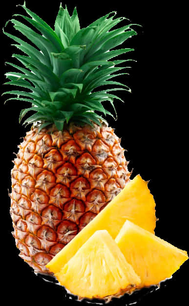 Fresh Pineappleand Slices PNG