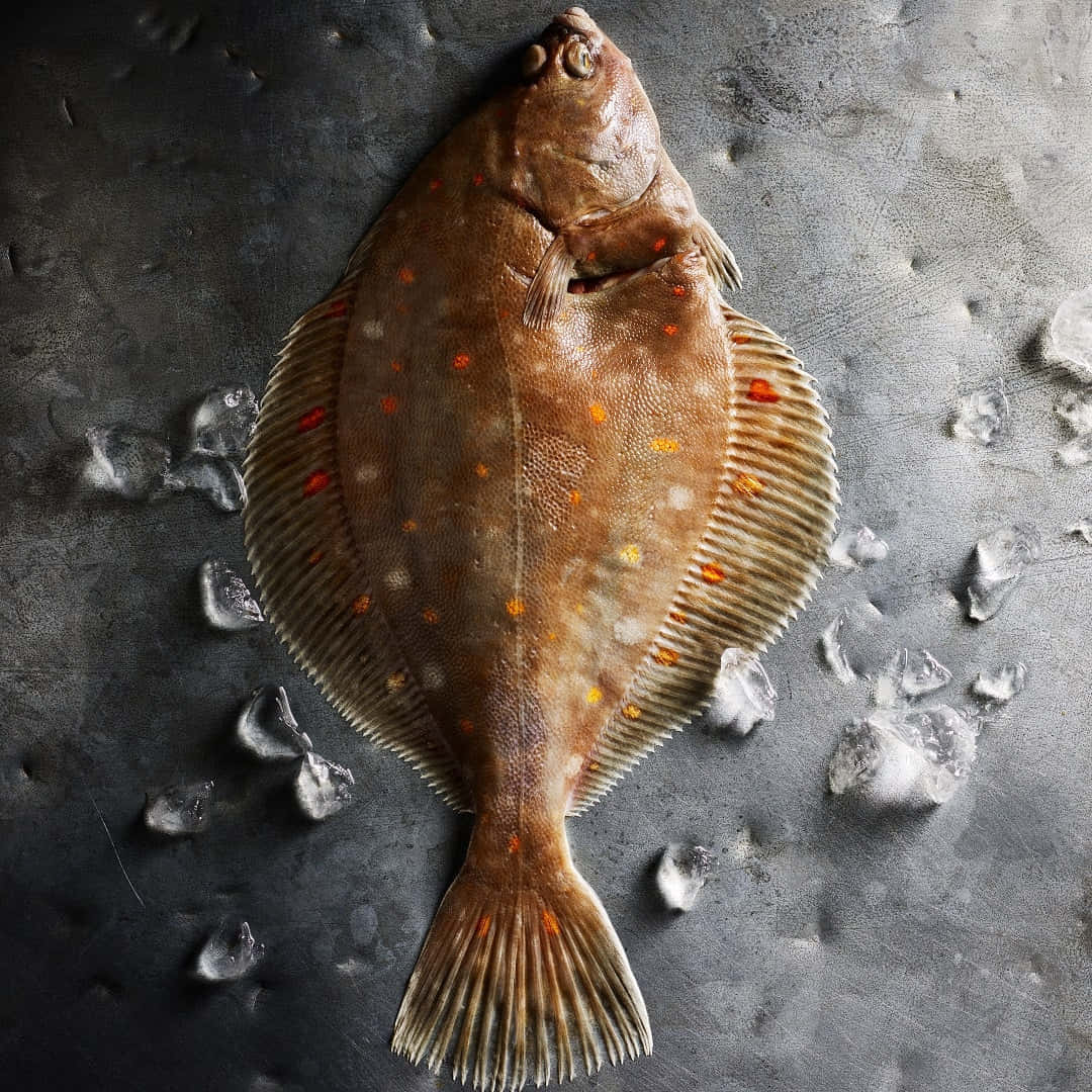 Fresh Plaice Fishon Dark Background.jpg Wallpaper