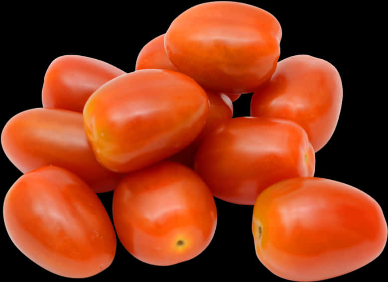 Fresh Plum Tomatoes Black Background PNG