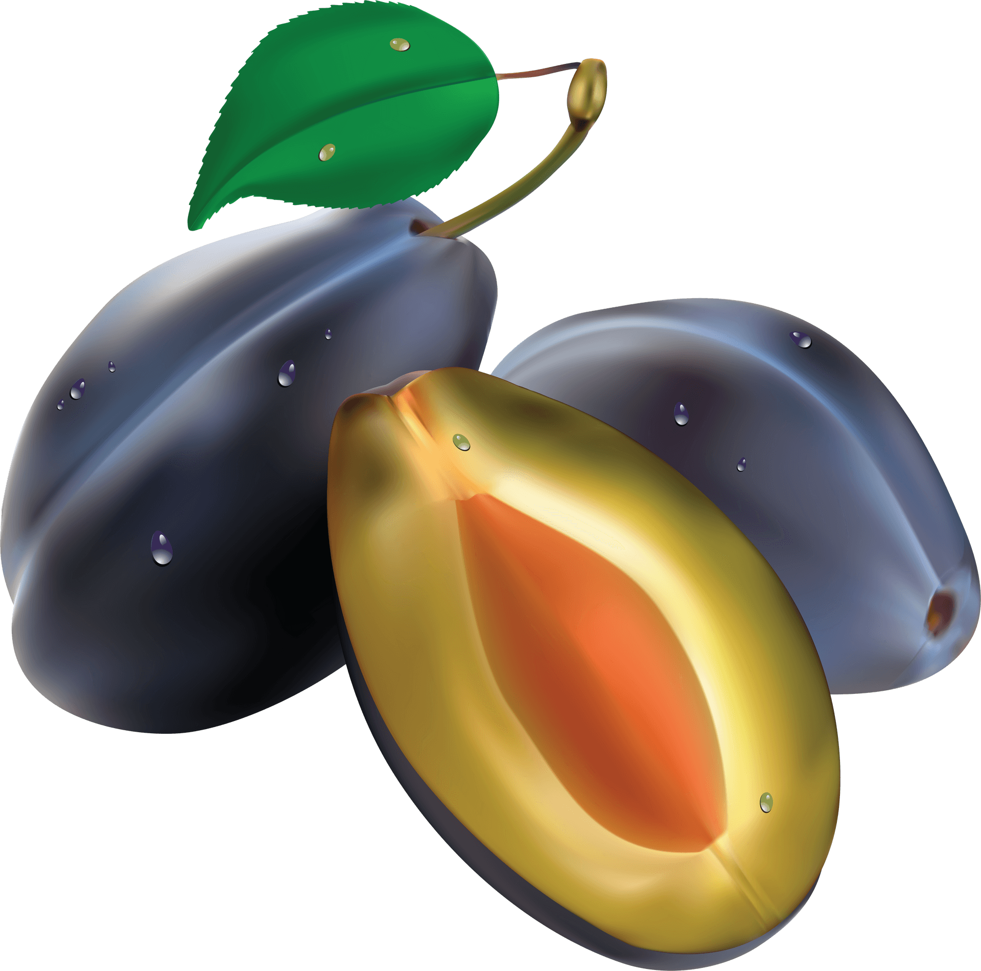 Fresh Plums With One Halved PNG
