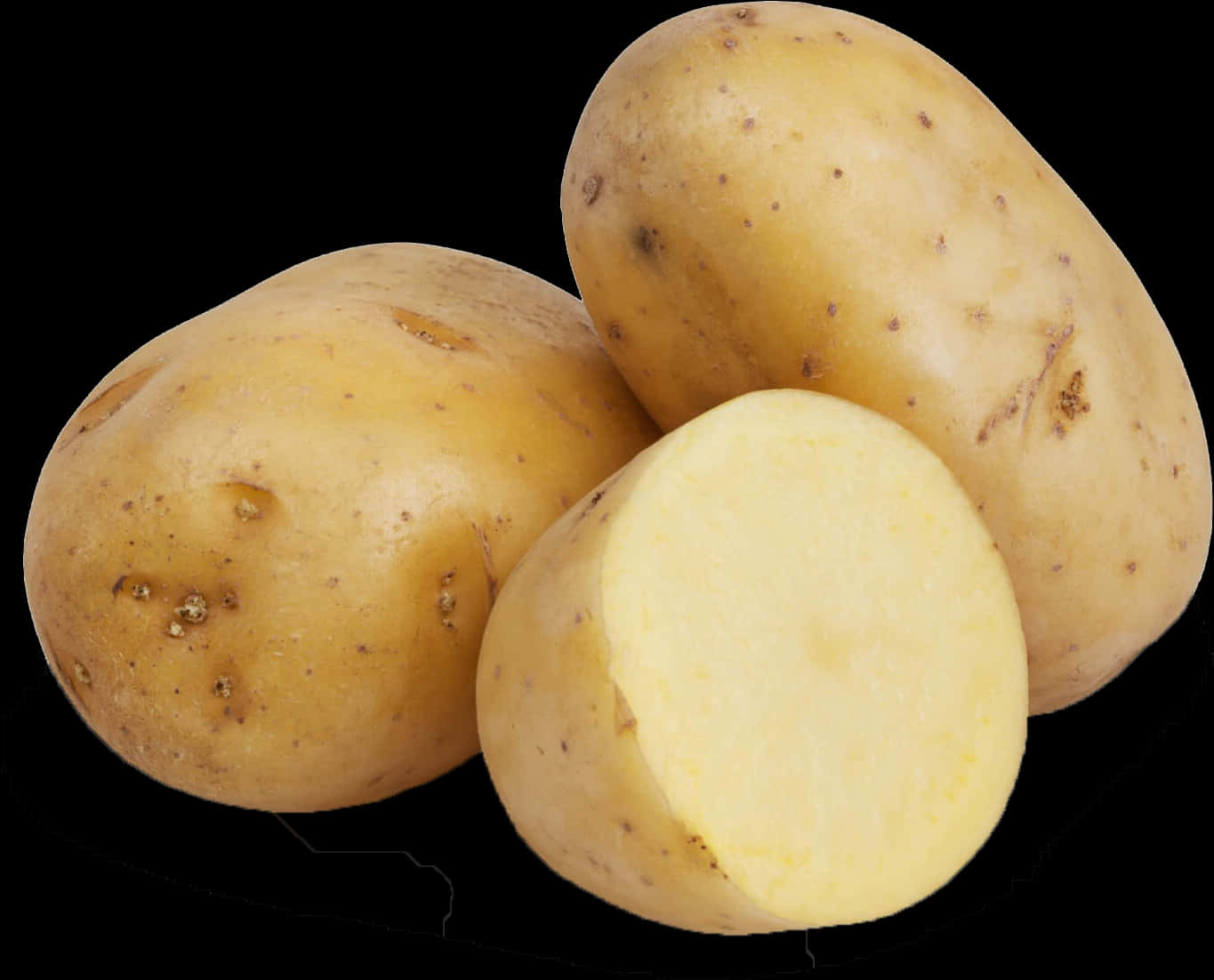 Fresh Potatoes Black Background PNG