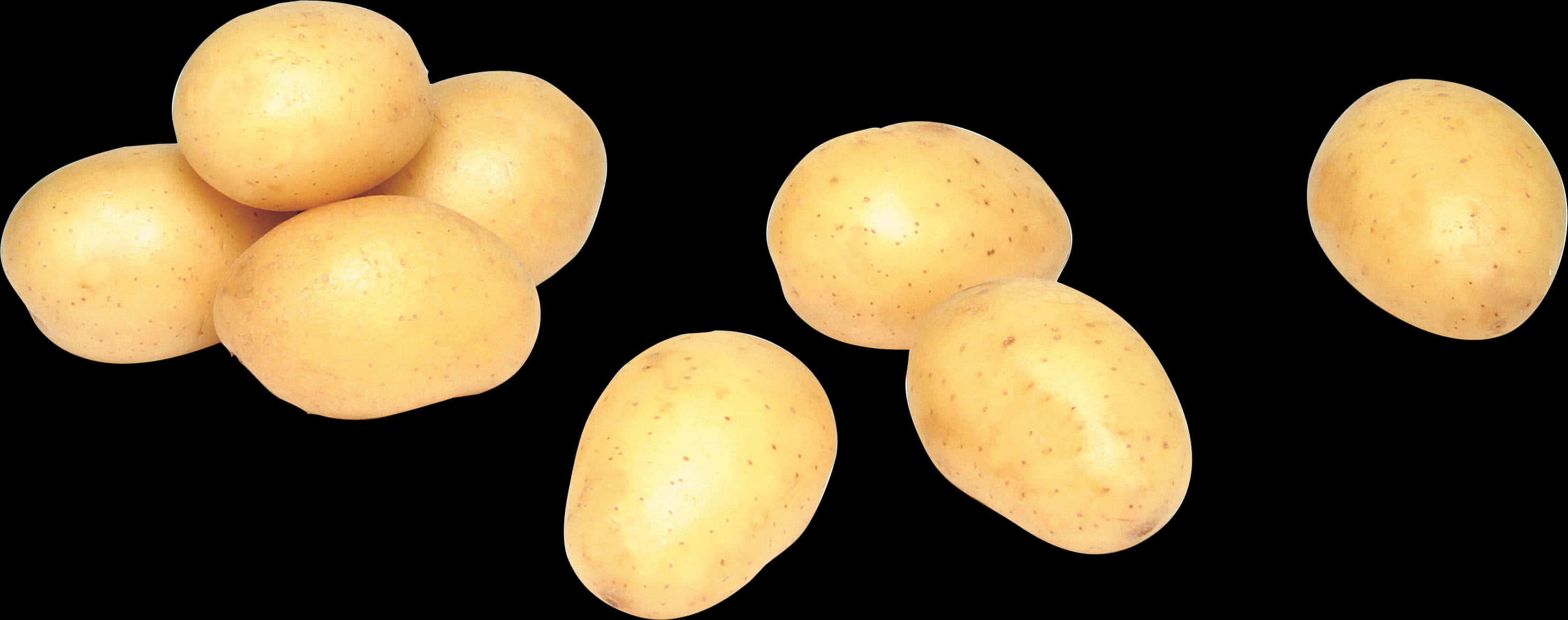 Fresh Potatoes Isolatedon Black Background PNG
