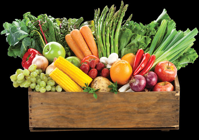 Fresh Produce Variety Crate PNG