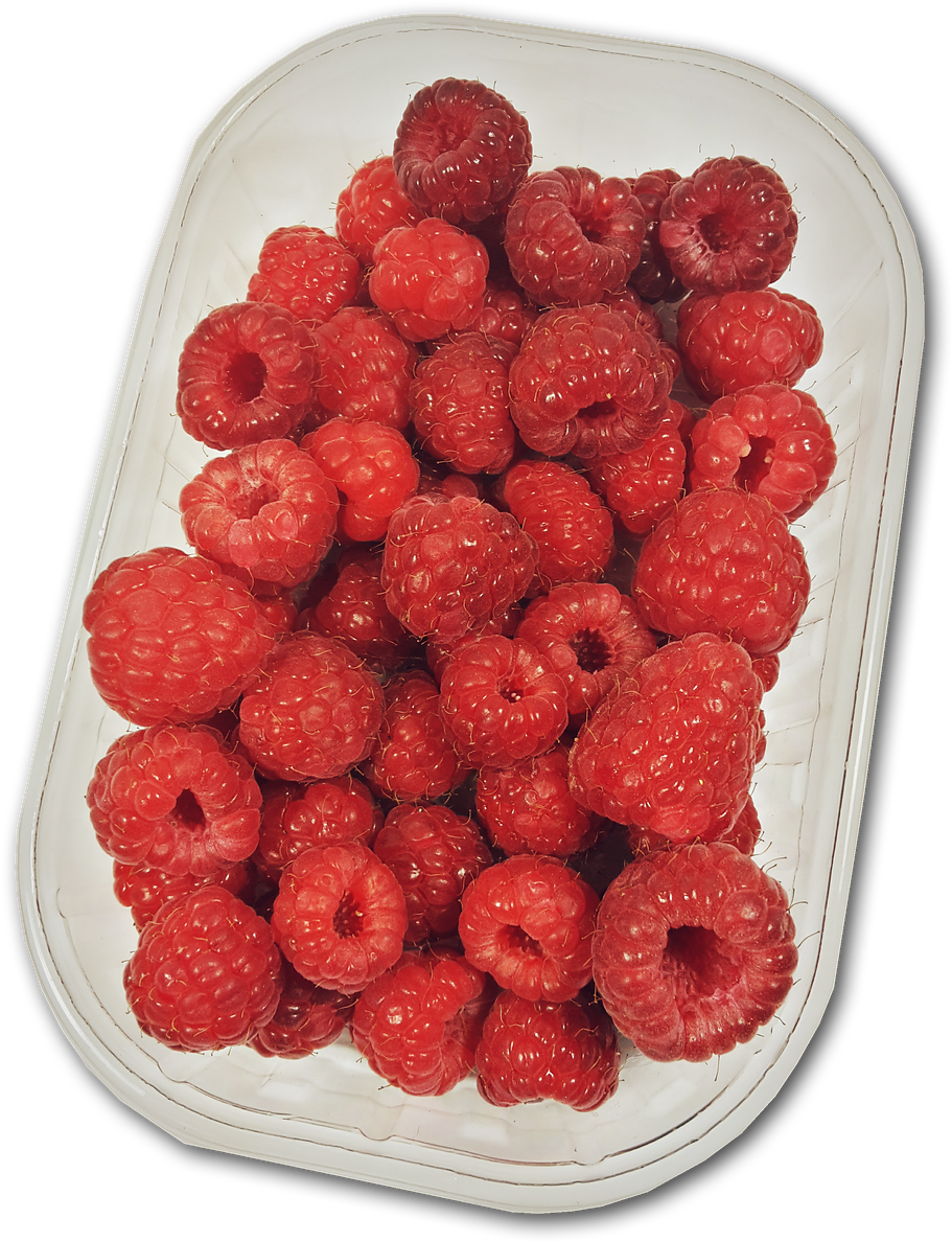 Fresh Raspberriesin Plastic Container PNG