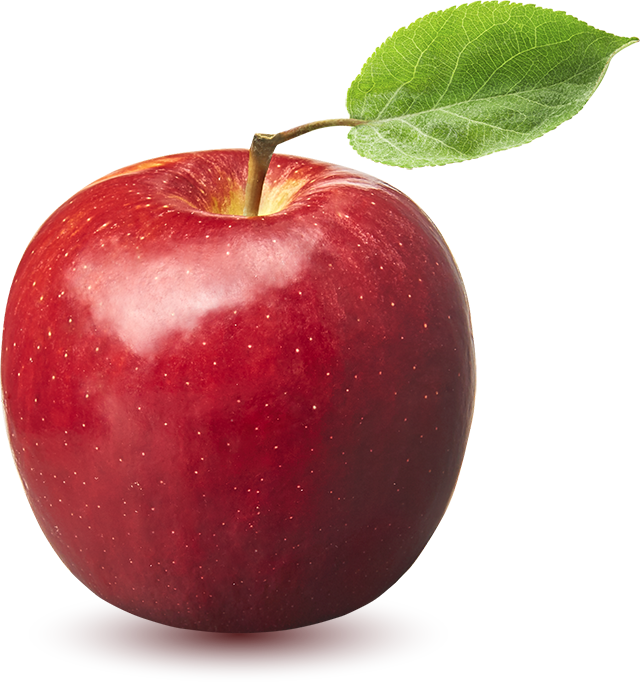 Red Applewith Leafon Plate PNG