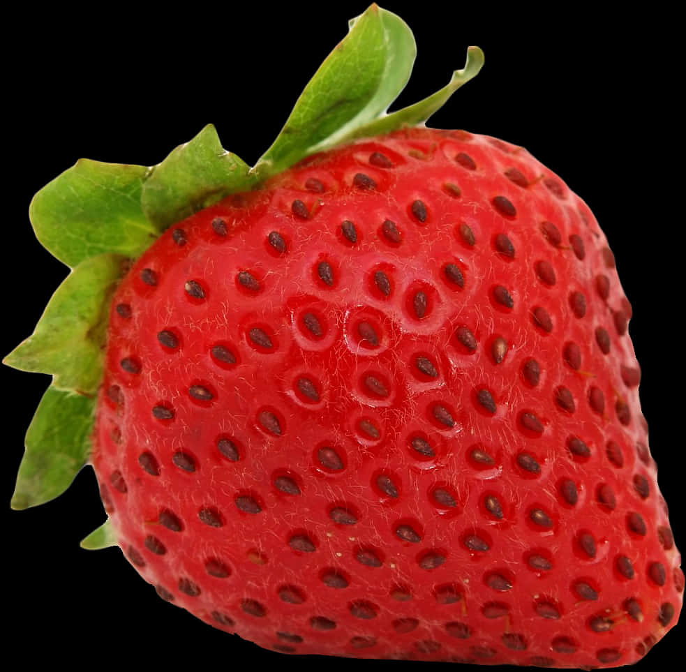 Fresh Red Strawberry Black Background PNG