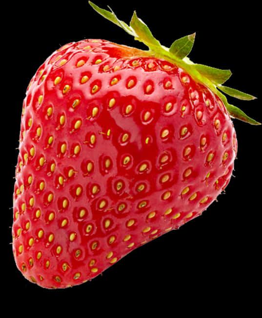 Fresh Red Strawberry Black Background PNG