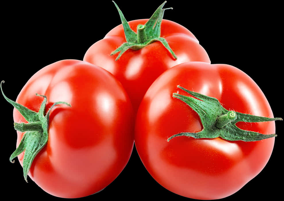 Fresh Red Tomatoes Black Background PNG