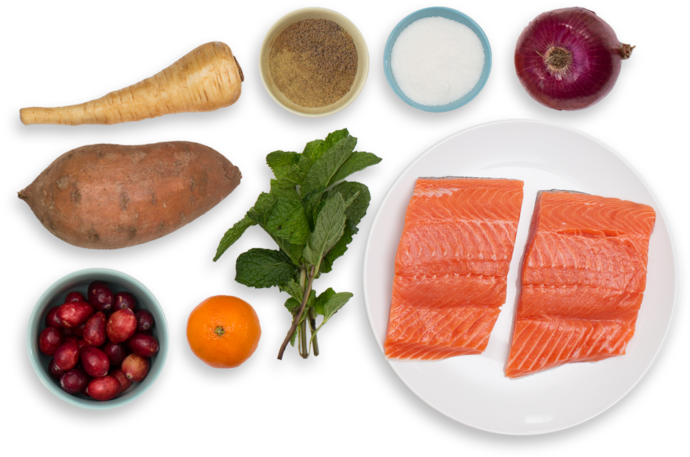 Fresh Salmonand Ingredients Setup PNG