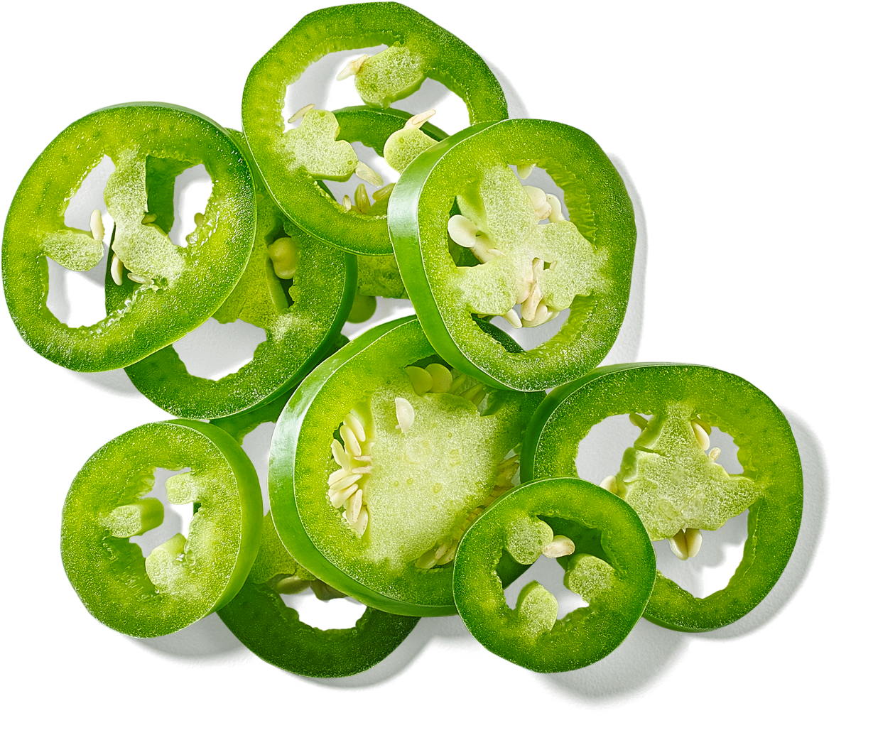 Fresh Sliced Green Jalapeno Peppers PNG