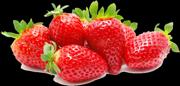 Fresh Strawberries Isolatedon Black PNG