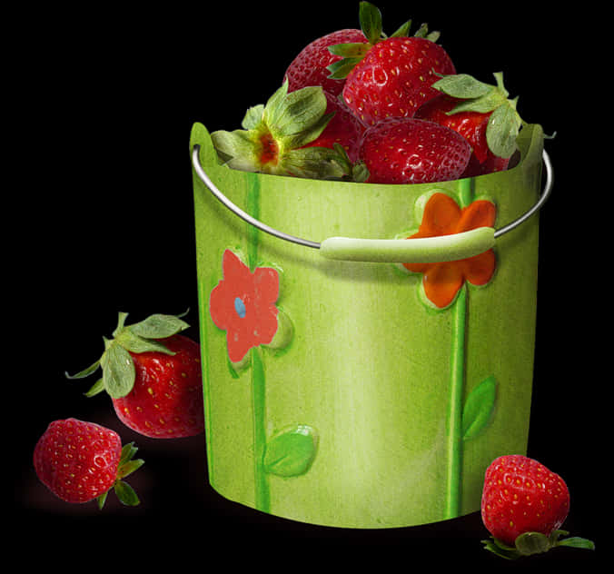 Fresh Strawberriesin Decorative Bucket PNG