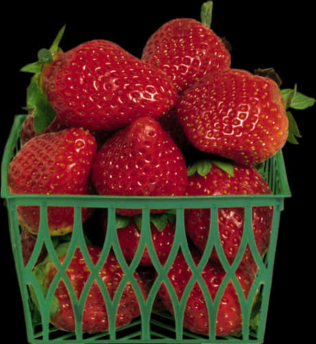 Fresh Strawberriesin Green Basket PNG