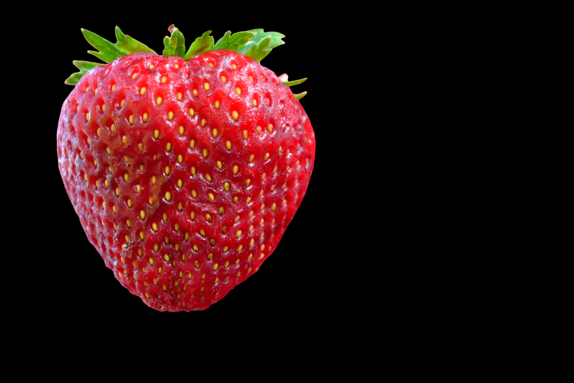 Fresh Strawberry Black Background PNG