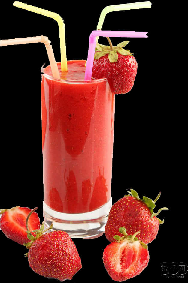 Fresh Strawberry Smoothie Glass PNG