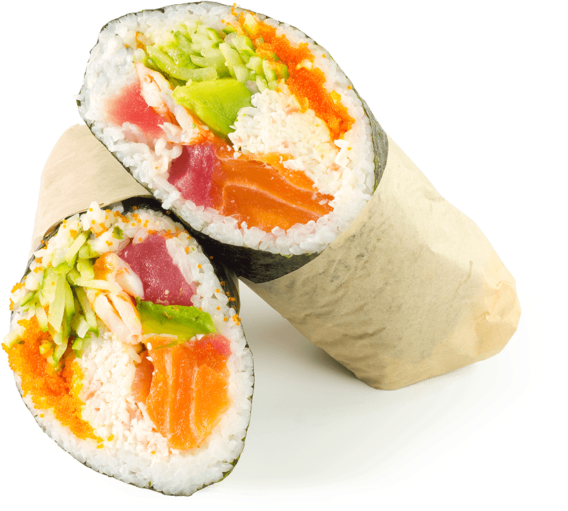 Fresh Sushi Rolls Cut Open PNG