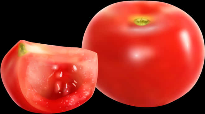 Fresh Tomatoand Slice Illustration PNG