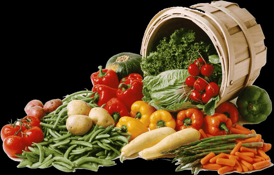 Fresh Vegetable Assortment Black Background PNG