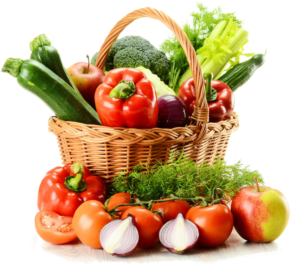 Fresh Vegetable Basket Assortment PNG