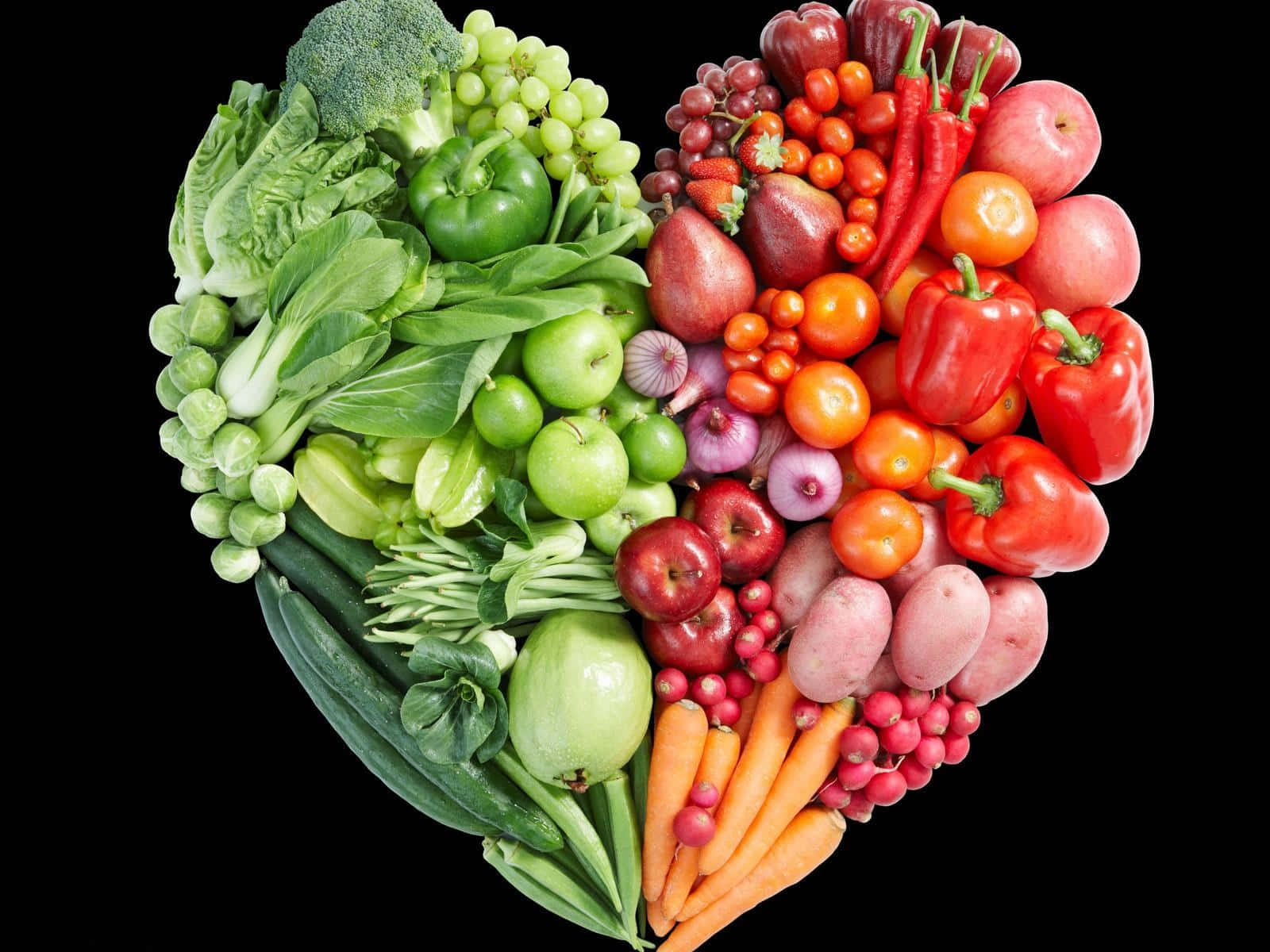 Formade Corazón De Verduras Frescas. Fondo de pantalla