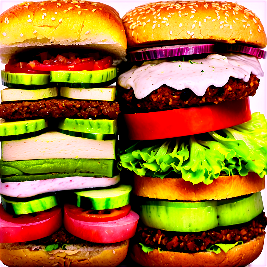 Fresh Veggie Burger Feast Png 06242024 PNG