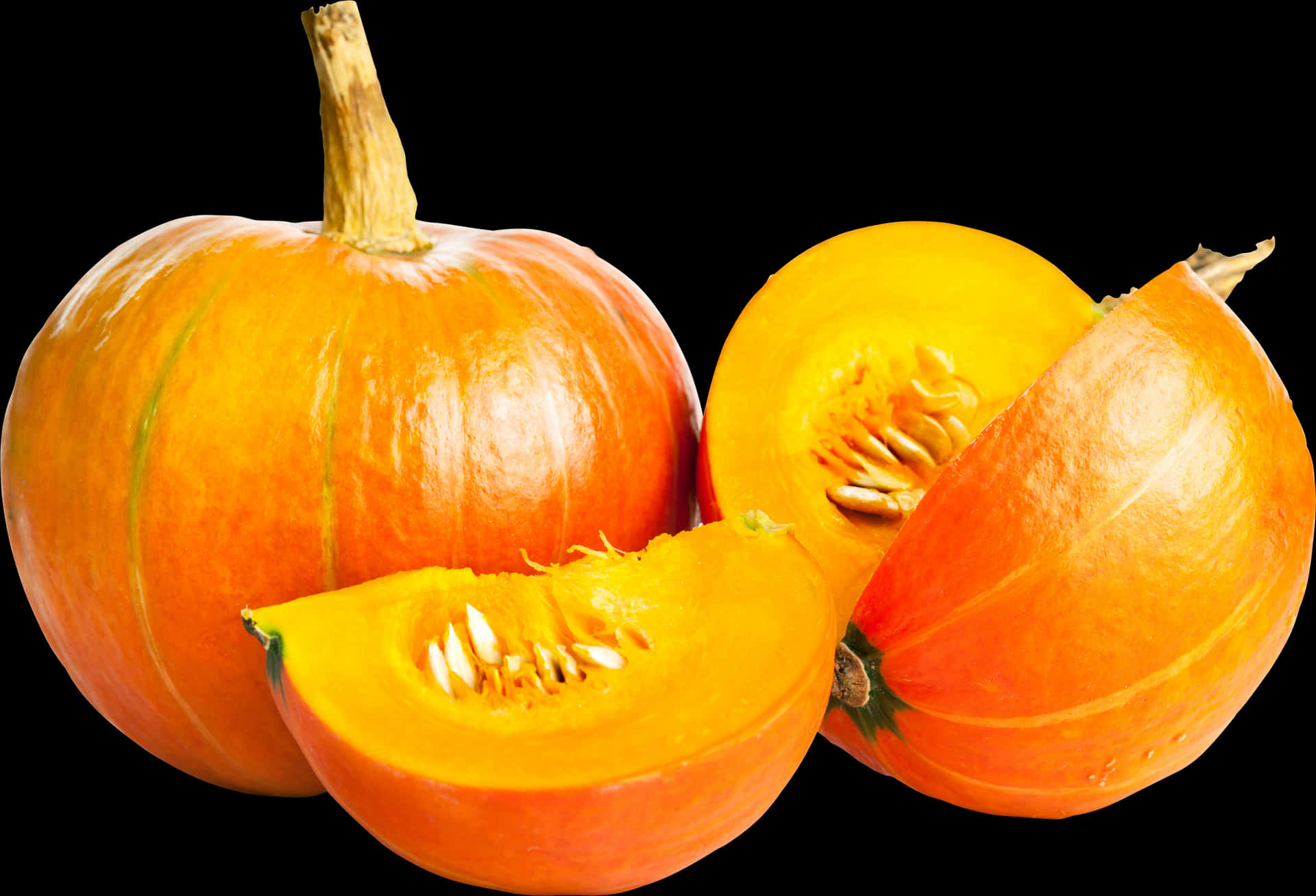 Fresh Wholeand Sliced Pumpkin PNG