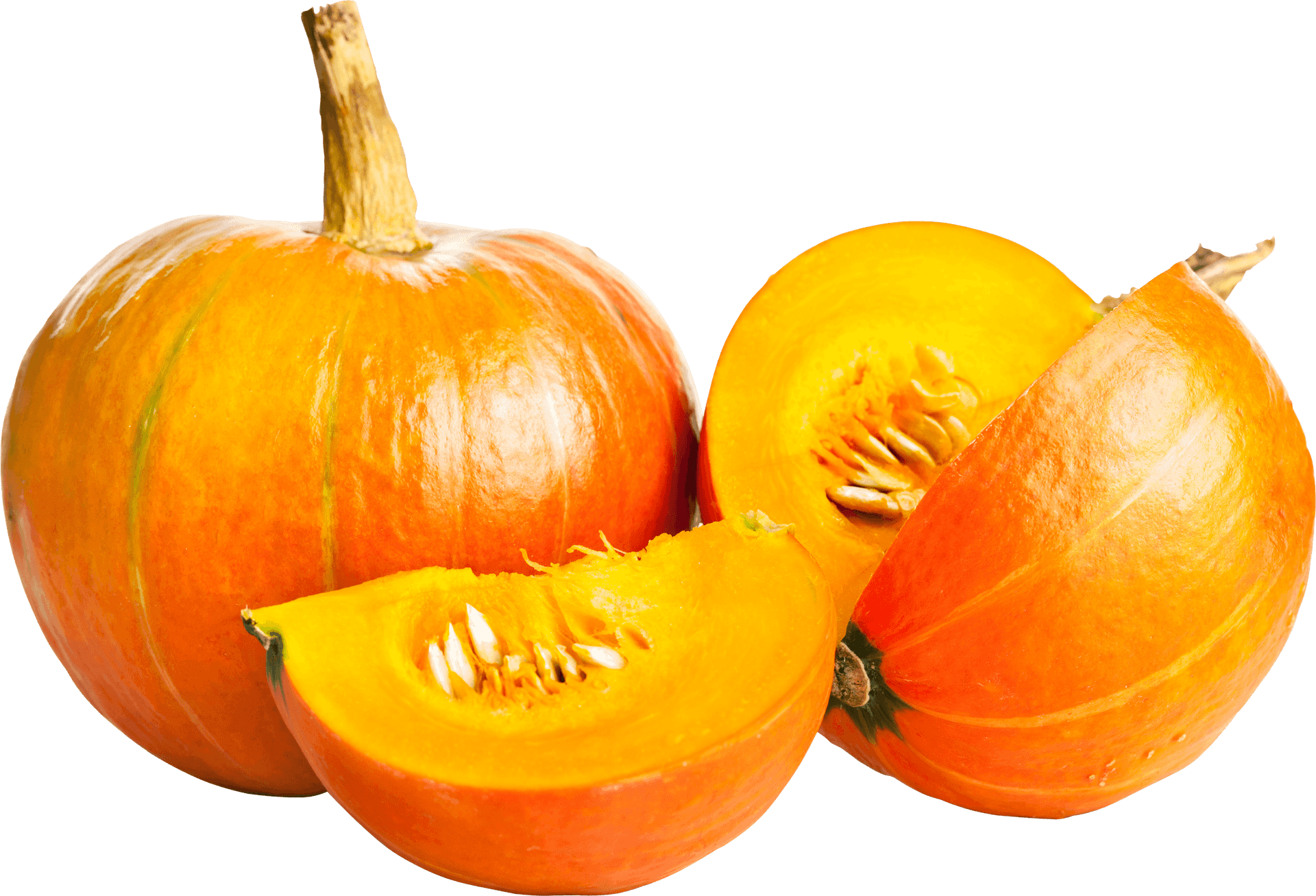 Fresh Wholeand Sliced Pumpkins PNG