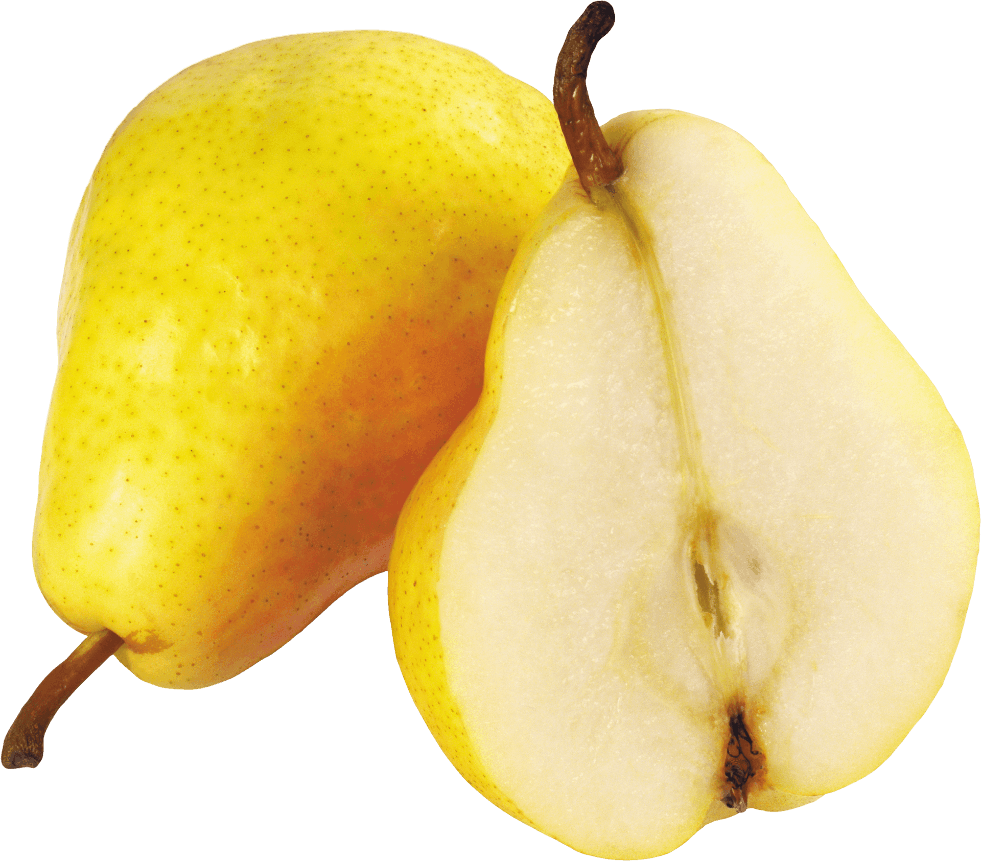 Fresh Yellow Pear Half Cut Transparent Background PNG