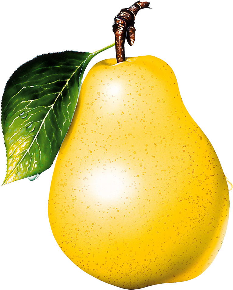 Fresh Yellow Pear With Leaf PNG