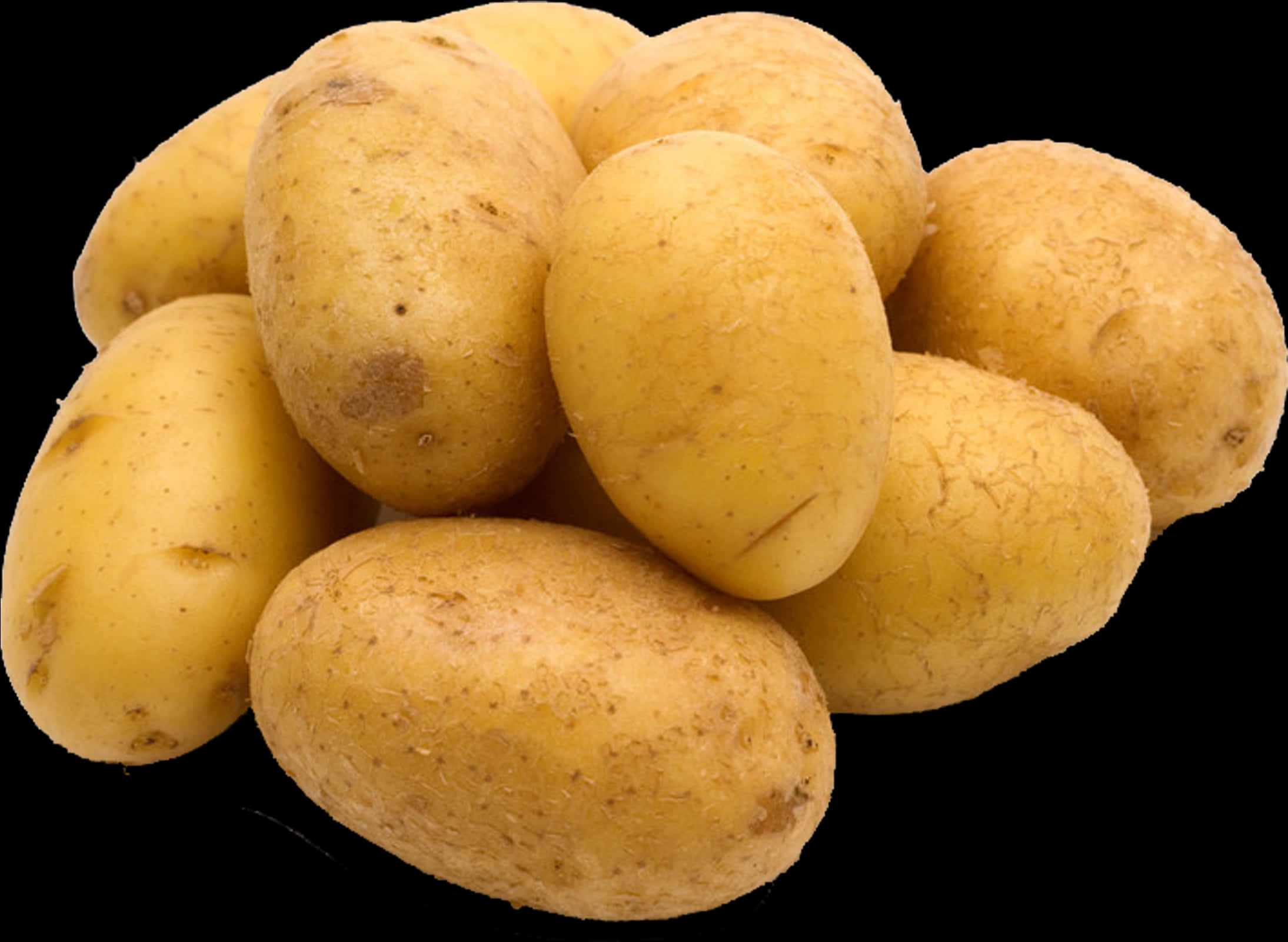 Fresh Yellow Potatoes Black Background PNG