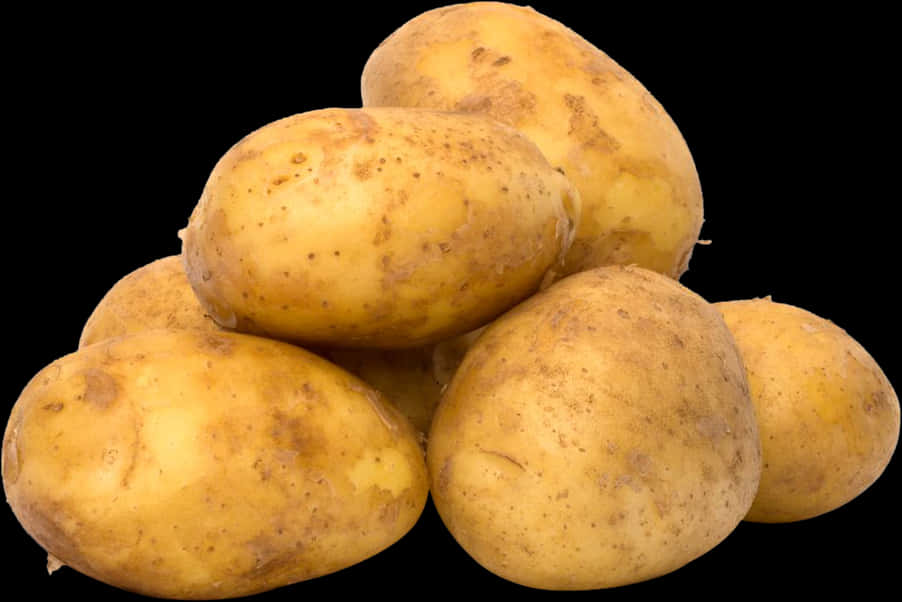 Fresh Yellow Potatoes Black Background PNG