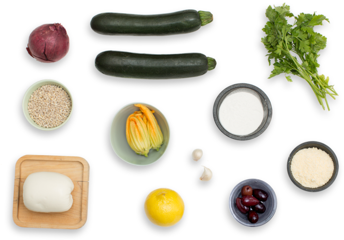 Fresh Zucchiniand Ingredients Flatlay PNG