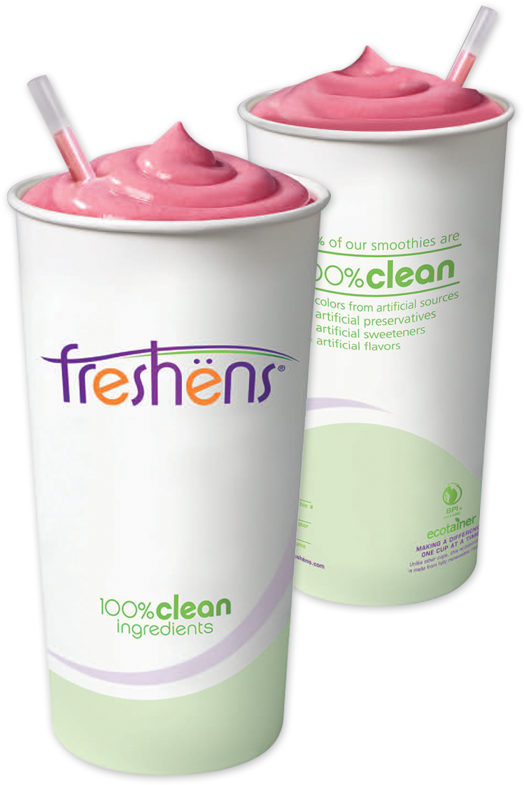 Freshens Smoothiesin Eco Friendly Cups PNG