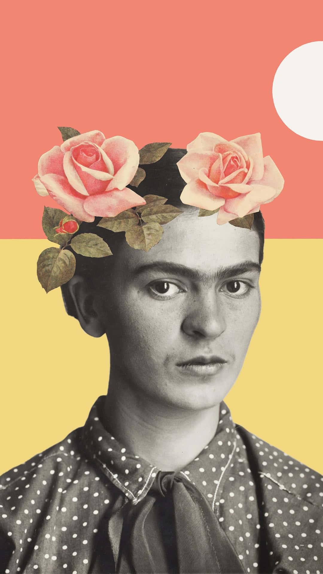 Fridakahlo - Un Retrato De Una Mujer Con Rosas En La Cabeza. Fondo de pantalla