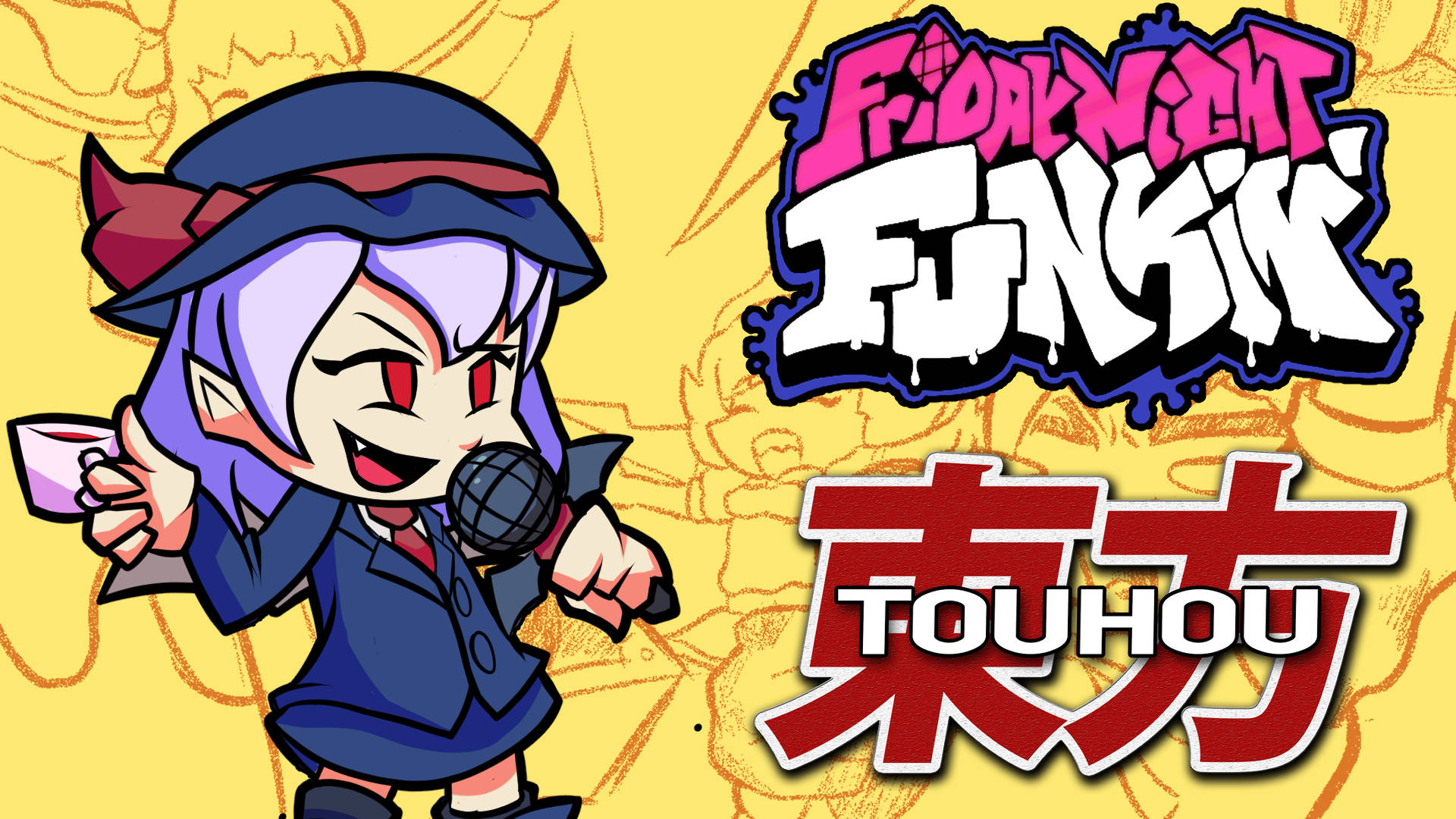 Electrifying Crossover: Friday Night Funkin meets Touhou Wallpaper