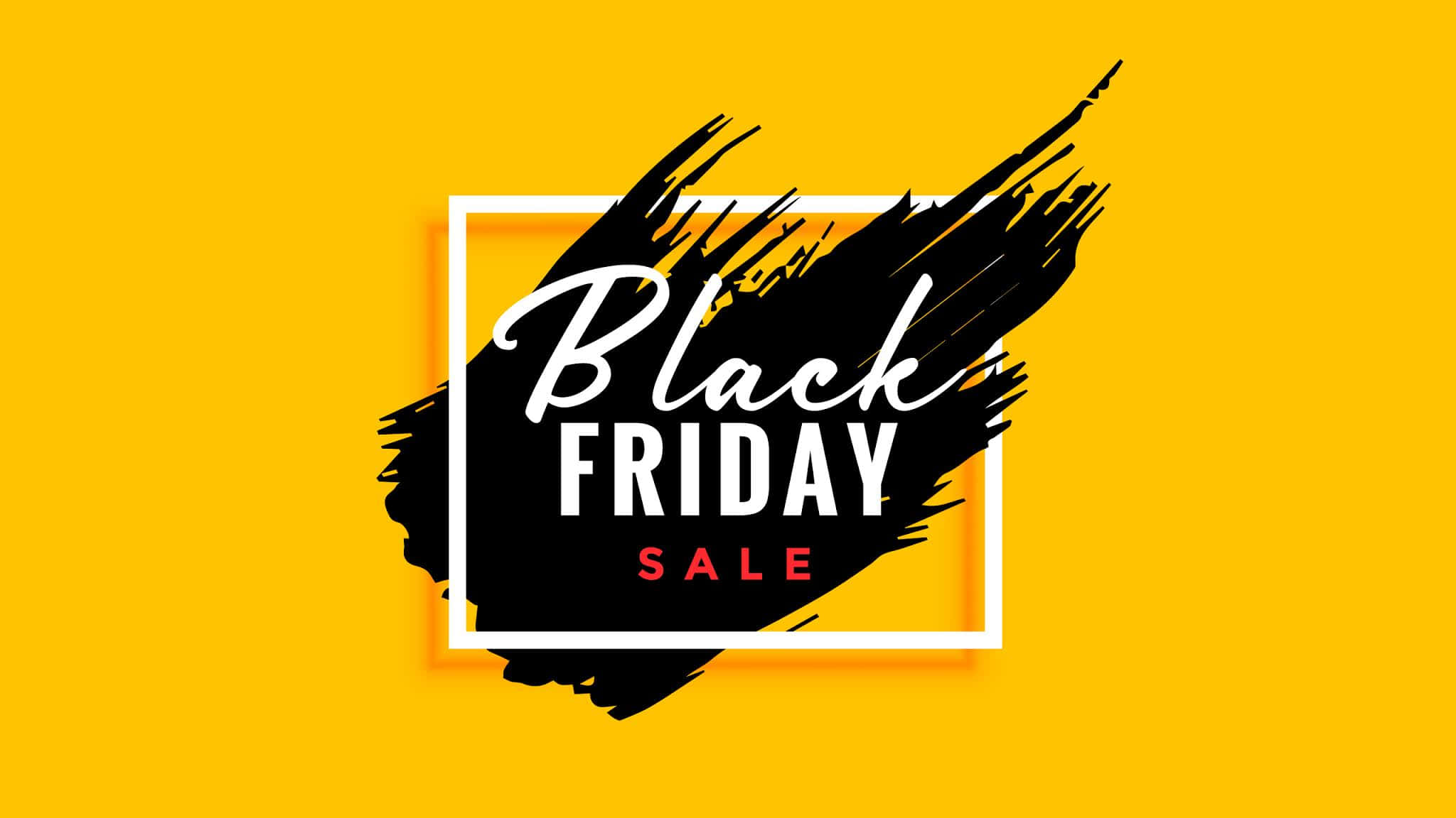 Black Friday Sale Banner With Brush Strokes On Yellow Background