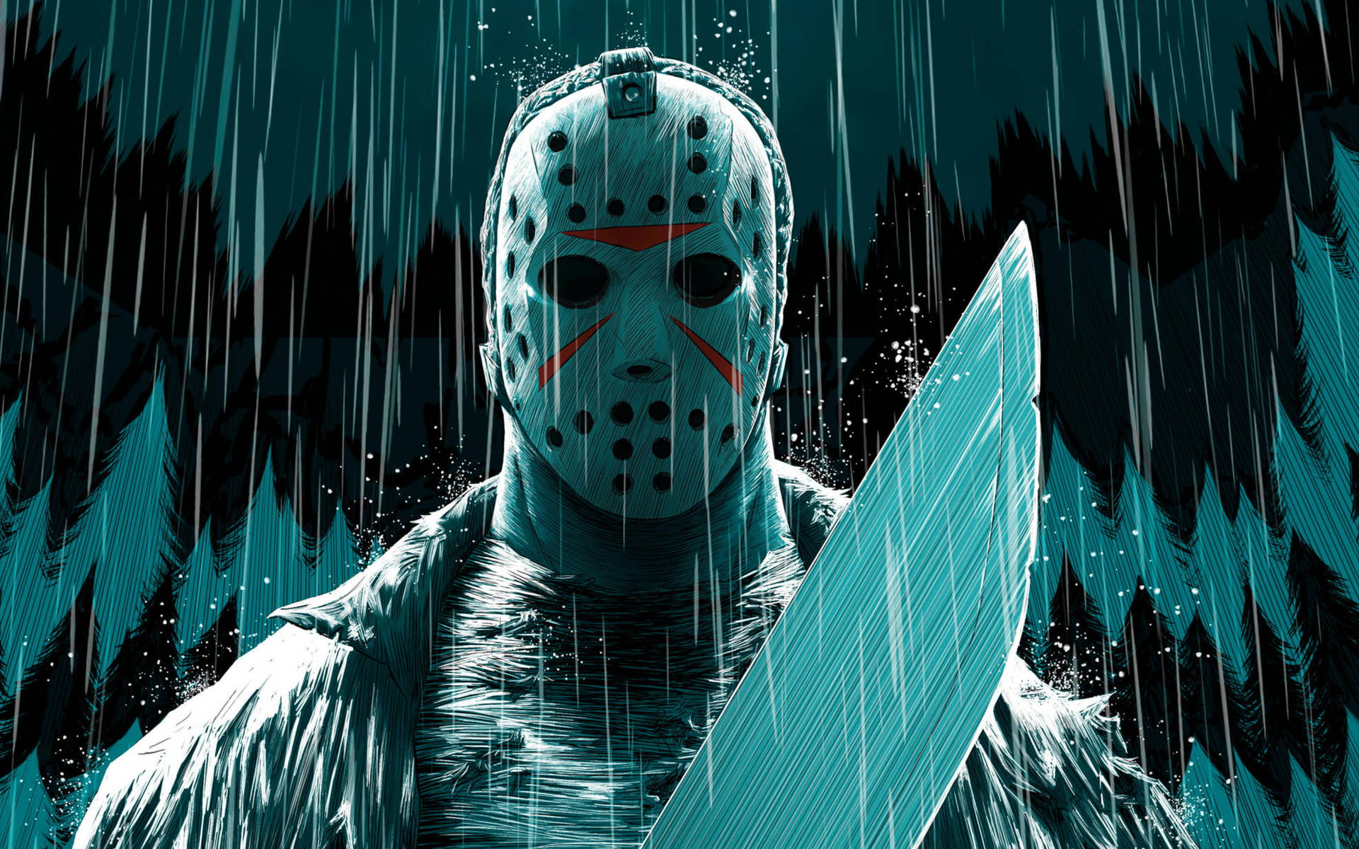 Friday The 13th Jason In The Rain Background
