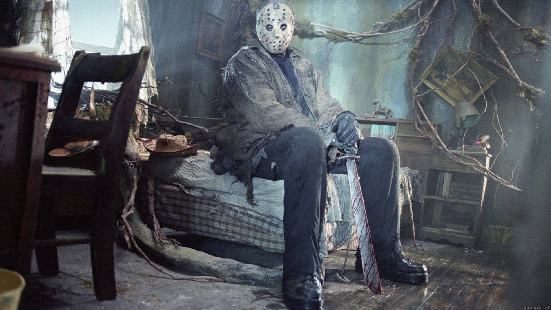 Download Friday The 13th Sitting Jason Voorhees Wallpaper | Wallpapers.com