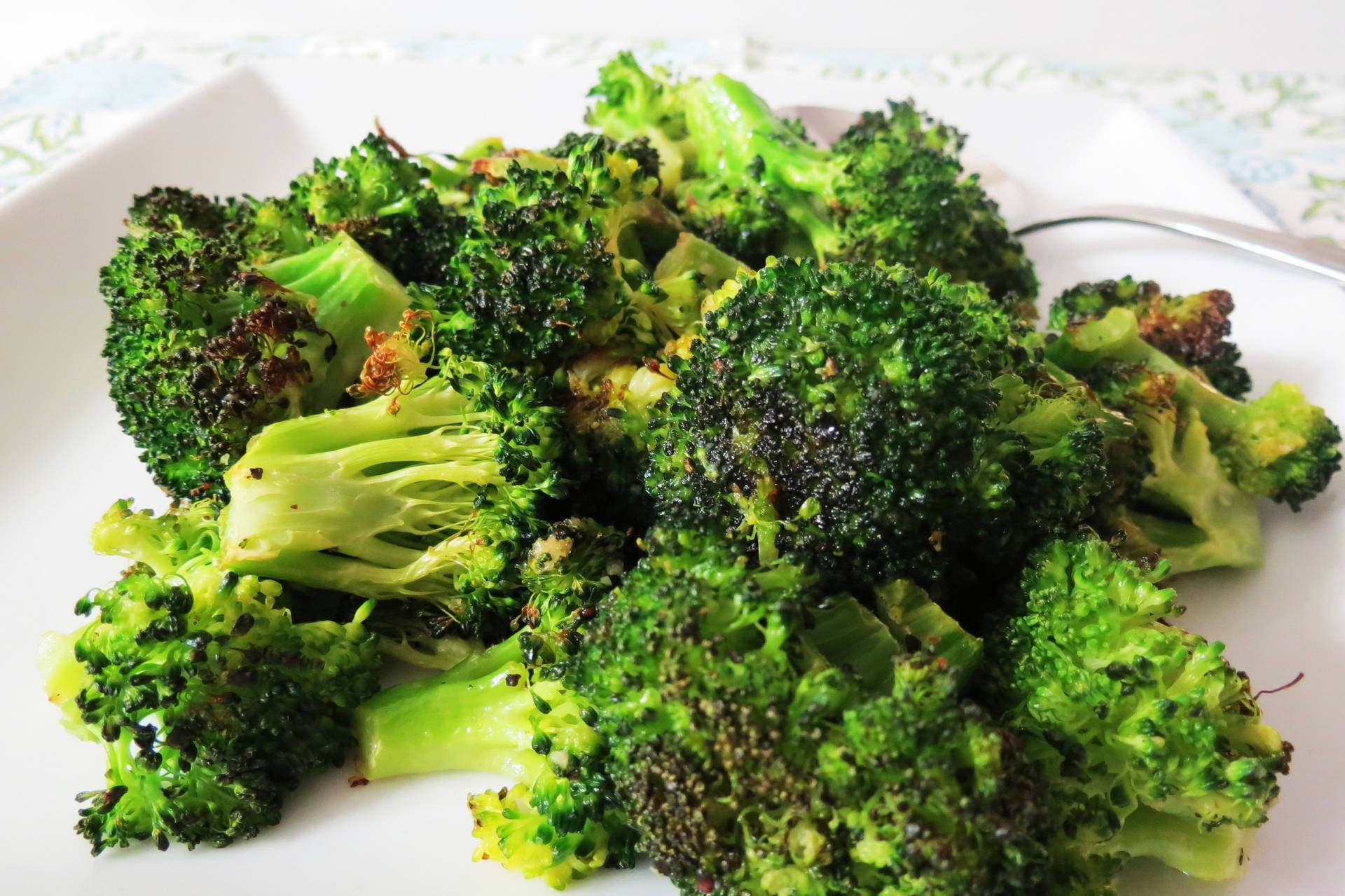 Fried Broccoli On Plate