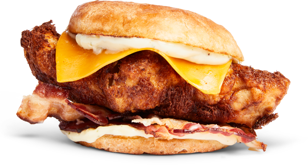 Fried Chicken Cheese Bacon Sandwich PNG