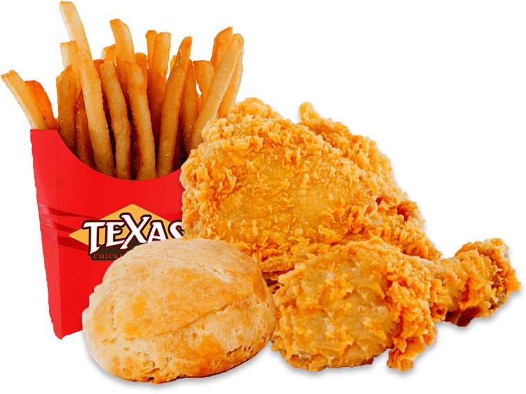 Fried Chicken Meal Combo Texas Brand PNG