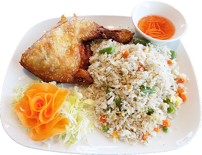 Fried Chickenwith Fried Riceand Sauce PNG