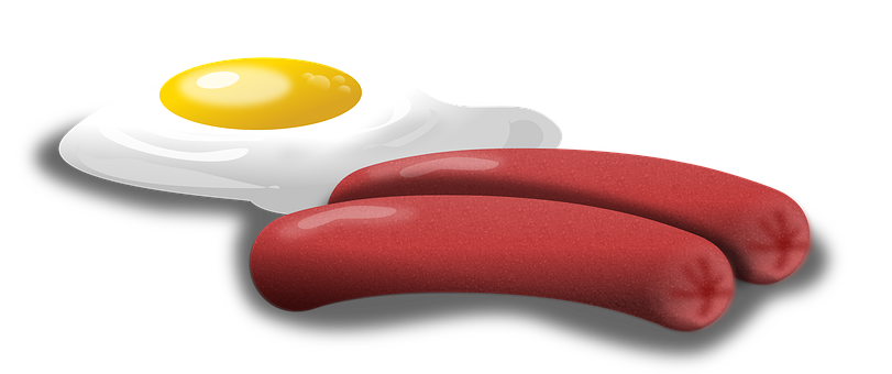 Fried Eggand Sausageson Black Background PNG