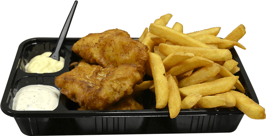 Fried Fishand Chipswith Dipping Sauces PNG