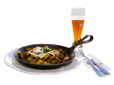 Fried Potatoesand Beer Meal PNG